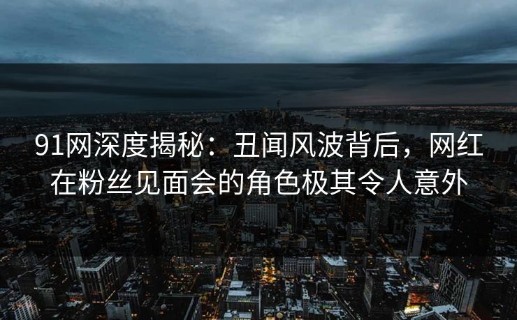 91网深度揭秘：丑闻风波背后，网红在粉丝见面会的角色极其令人意外