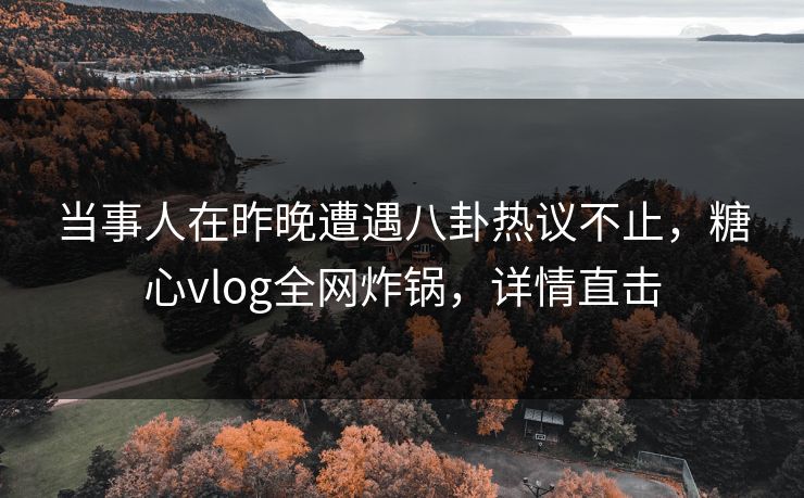 当事人在昨晚遭遇八卦热议不止，糖心vlog全网炸锅，详情直击