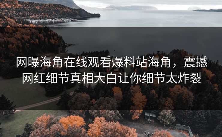 网曝海角在线观看爆料站海角，震撼网红细节真相大白让你细节太炸裂