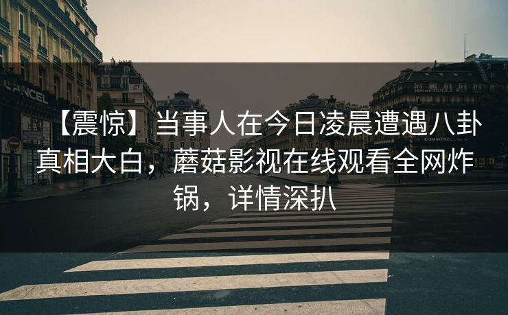 【震惊】当事人在今日凌晨遭遇八卦真相大白，蘑菇影视在线观看全网炸锅，详情深扒