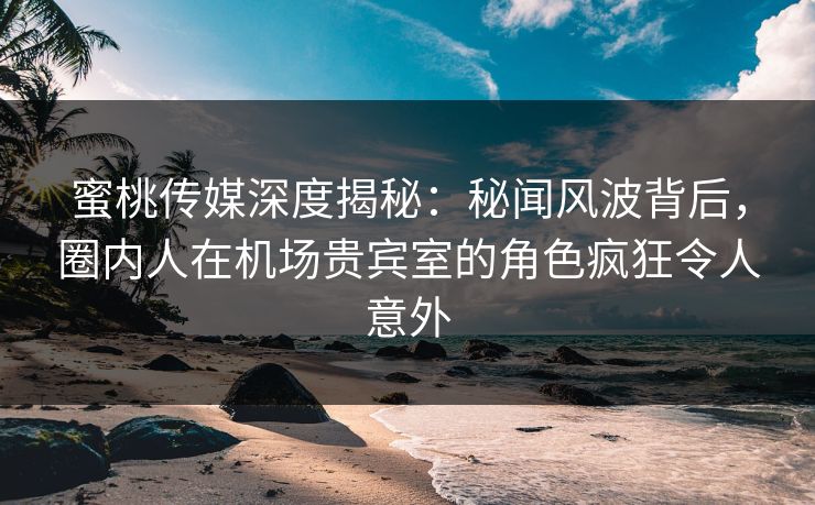 蜜桃传媒深度揭秘：秘闻风波背后，圈内人在机场贵宾室的角色疯狂令人意外