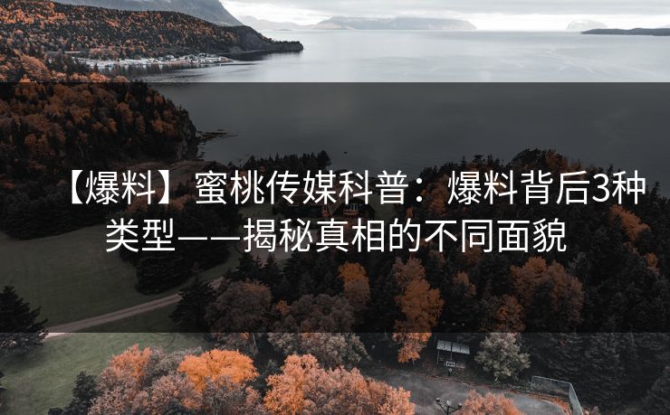 【爆料】蜜桃传媒科普：爆料背后3种类型——揭秘真相的不同面貌
