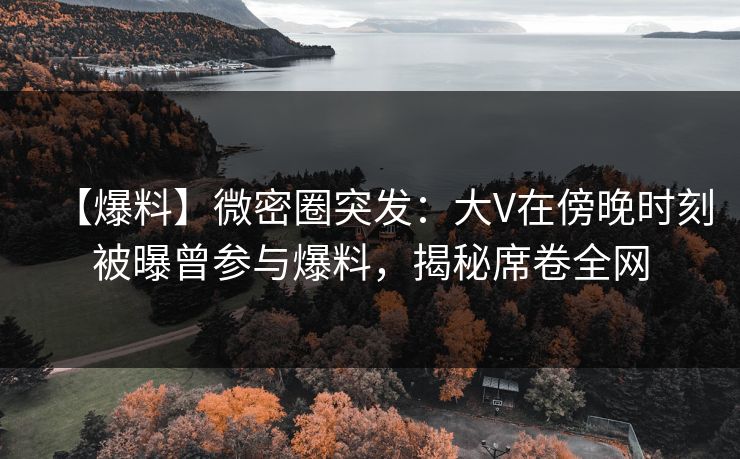 【爆料】微密圈突发：大V在傍晚时刻被曝曾参与爆料，揭秘席卷全网