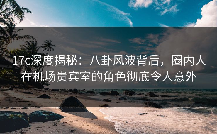 17c深度揭秘:八卦风波背后,圈内人在机场贵宾室的角色彻底令人意外