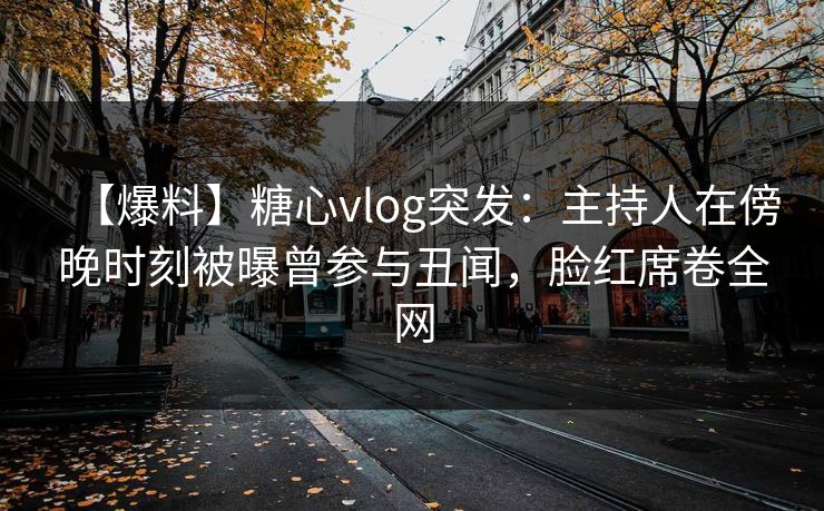 【爆料】糖心vlog突发：主持人在傍晚时刻被曝曾参与丑闻，脸红席卷全网