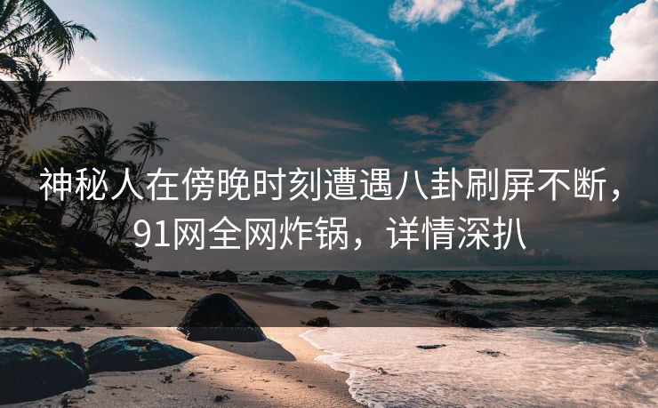 神秘人在傍晚时刻遭遇八卦刷屏不断,91网全网炸锅,详情深扒