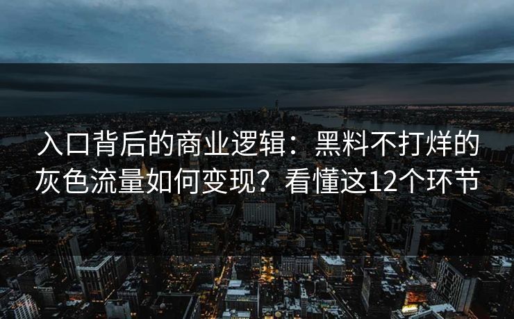 入口背后的商业逻辑：黑料不打烊的灰色流量如何变现？看懂这12个环节